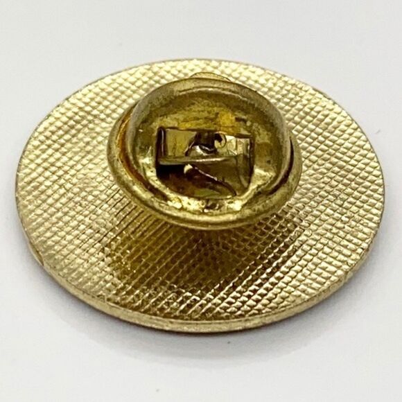 Vintage Fire dept lapel pin 80's red black & gold hat pin jacket vest pin - Picture 2 of 3